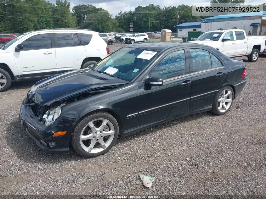 2007 MERCEDES C-KLASSE VIN WDBRF52H07F929522 — фото 2