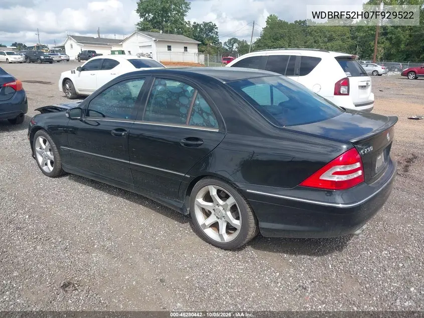 2007 MERCEDES C-KLASSE VIN WDBRF52H07F929522 — фото 3