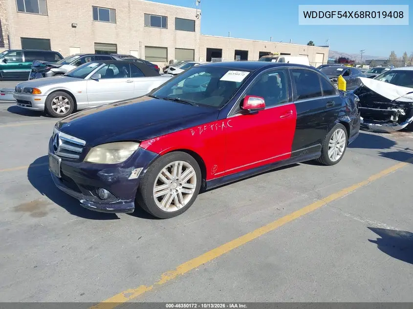 2008 MERCEDES C-KLASSE VIN WDDGF54X68R019408 — фото 2
