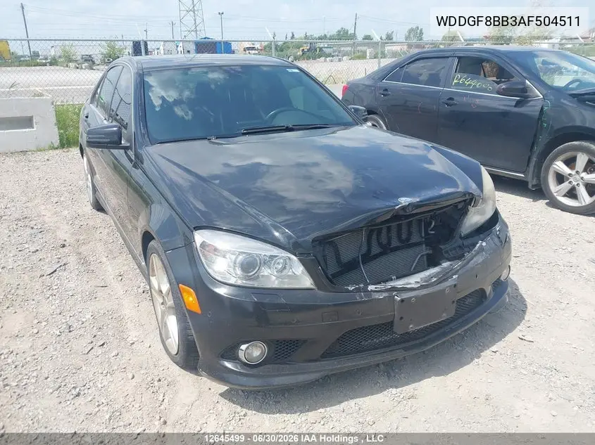 MERCEDES C-KLASSE 2010, VIN WDDGF8BB3AF504511
