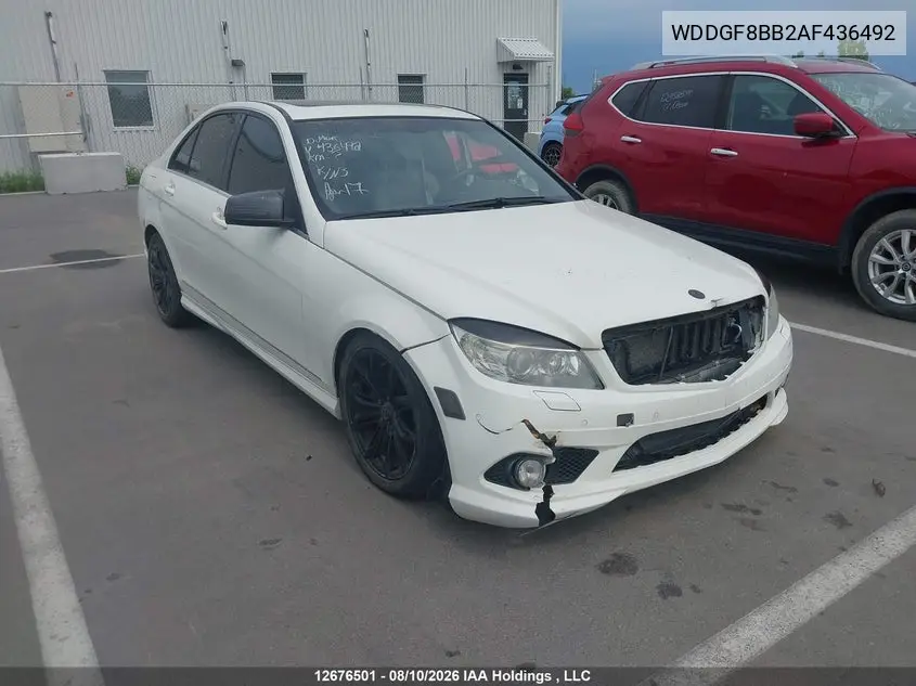 MERCEDES C-KLASSE 2010, VIN WDDGF8BB2AF436492