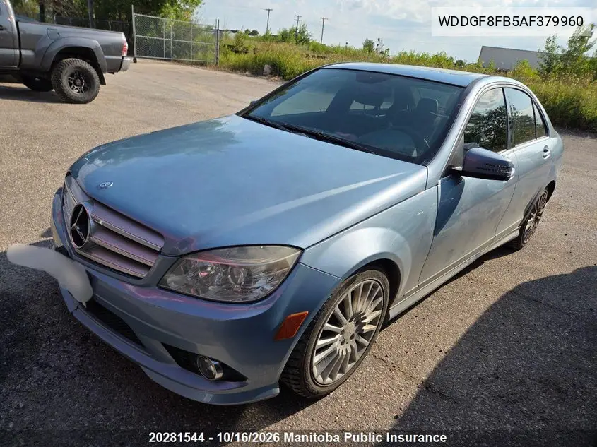 2010 MERCEDES C-KLASSE VIN WDDGF8FB5AF379960 — фото 2