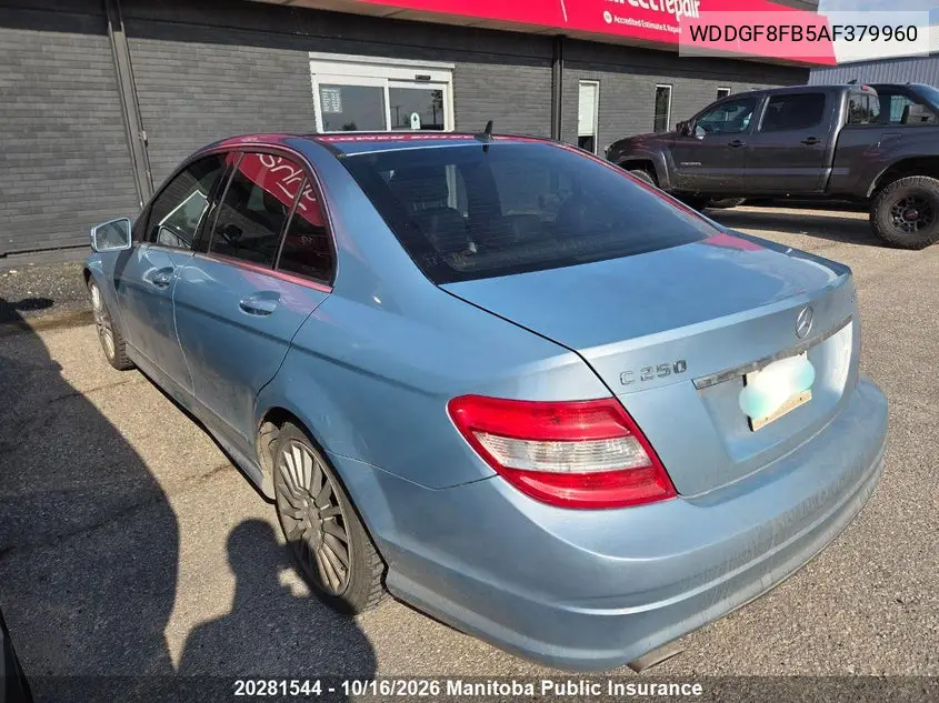 2010 MERCEDES C-KLASSE VIN WDDGF8FB5AF379960 — фото 3