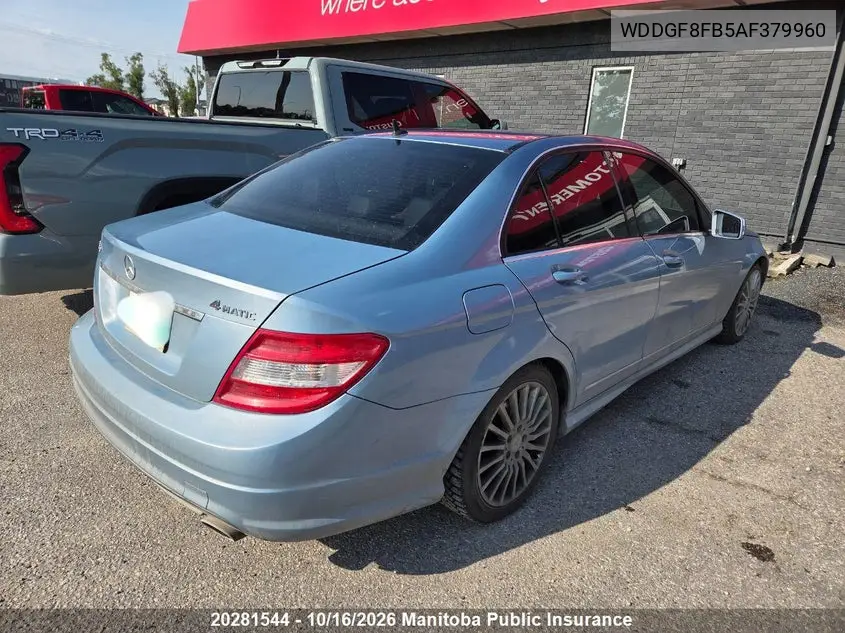 2010 MERCEDES C-KLASSE VIN WDDGF8FB5AF379960 — фото 4
