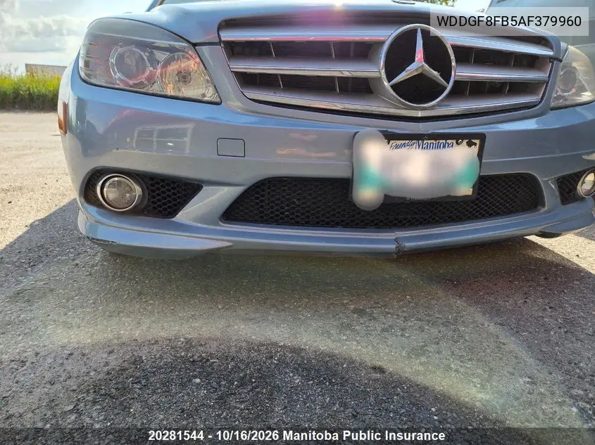 2010 MERCEDES C-KLASSE VIN WDDGF8FB5AF379960 — фото 5