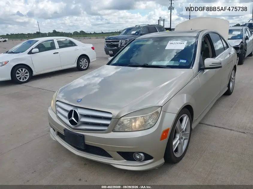 2010 MERCEDES C-KLASSE VIN WDDGF8BB5AF475738 — фото 2