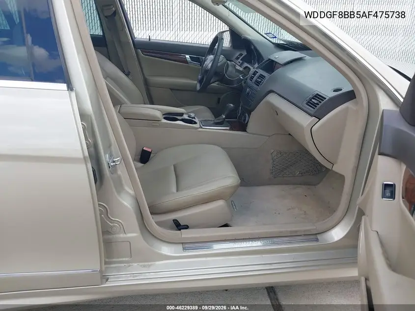 2010 MERCEDES C-KLASSE VIN WDDGF8BB5AF475738 — фото 5