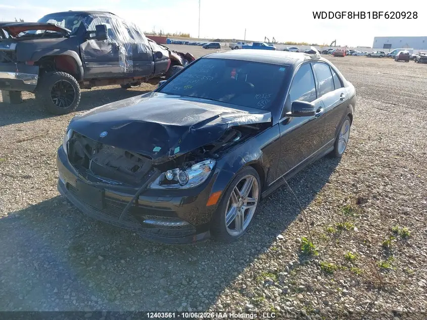 2011 MERCEDES C-KLASSE VIN WDDGF8HB1BF620928 — фото 2