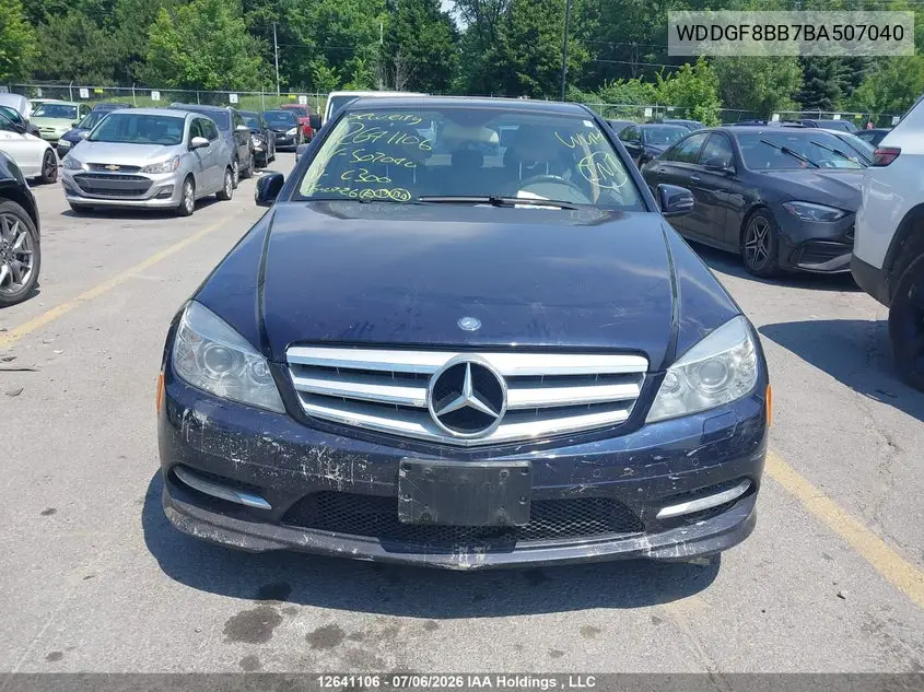 2011 MERCEDES C-KLASSE VIN WDDGF8BB7BA507040 — фото 11