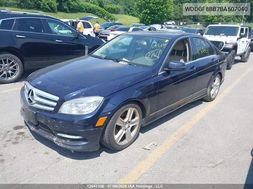 2011 MERCEDES C-KLASSE VIN WDDGF8BB7BA507040 — фото 2