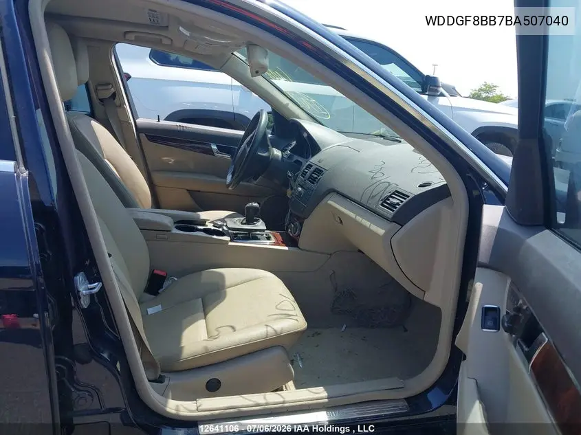 2011 MERCEDES C-KLASSE VIN WDDGF8BB7BA507040 — фото 5