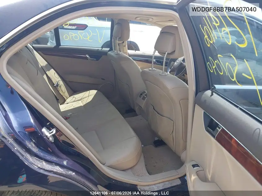 2011 MERCEDES C-KLASSE VIN WDDGF8BB7BA507040 — фото 8