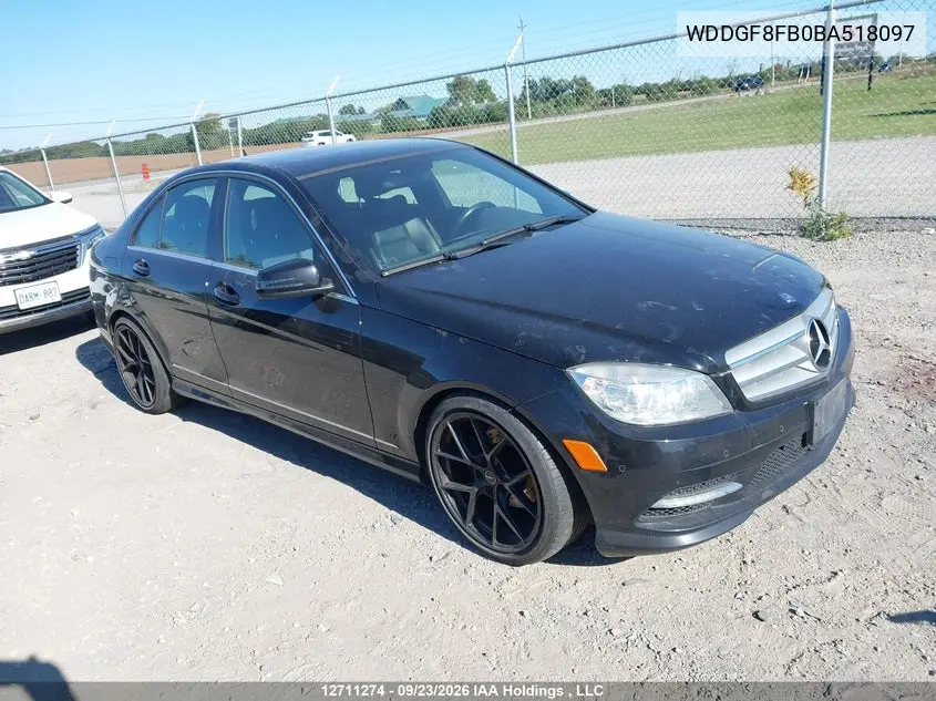 MERCEDES C-KLASSE 2011, VIN WDDGF8FB0BA518097