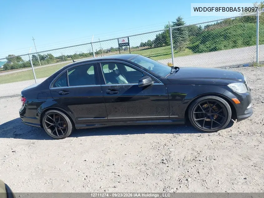2011 MERCEDES C-KLASSE VIN WDDGF8FB0BA518097 — фото 13