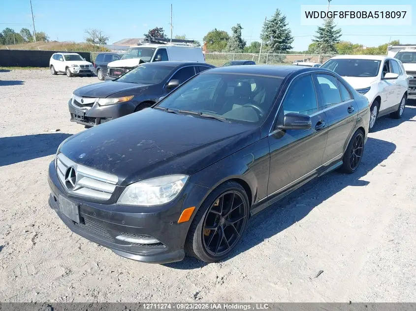 2011 MERCEDES C-KLASSE VIN WDDGF8FB0BA518097 — фото 2