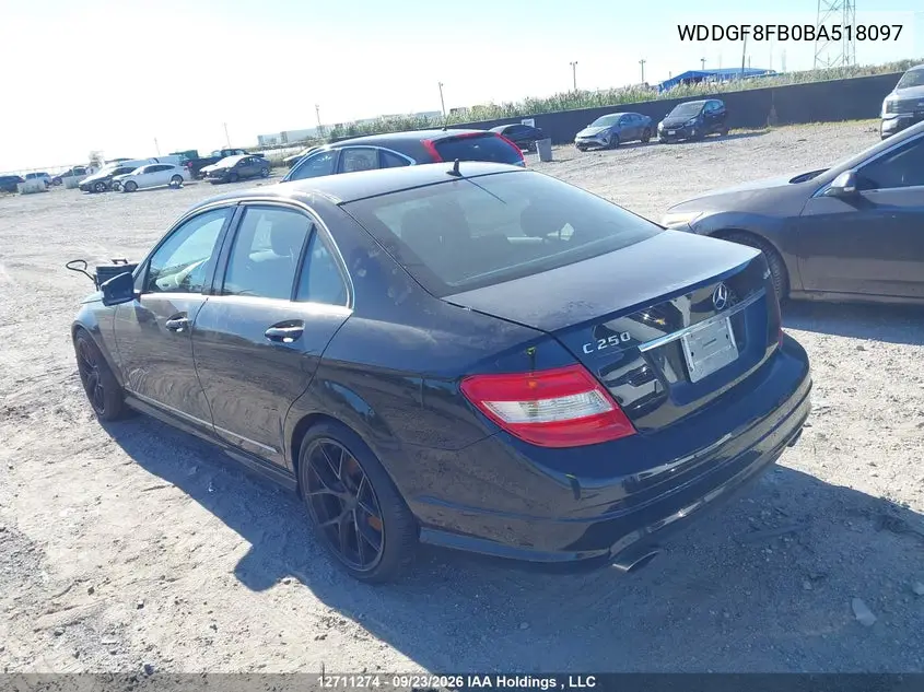 2011 MERCEDES C-KLASSE VIN WDDGF8FB0BA518097 — фото 3