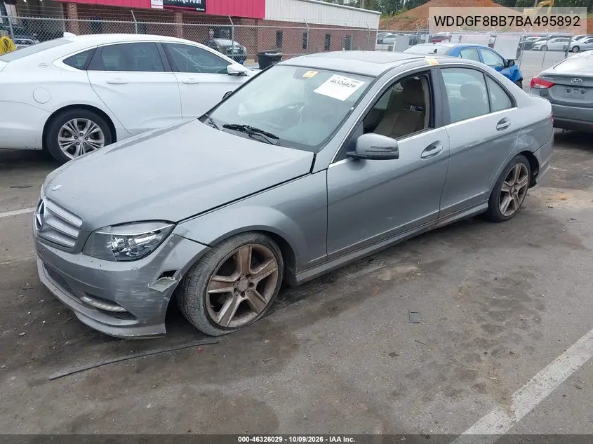 2011 MERCEDES C-KLASSE VIN WDDGF8BB7BA495892 — фото 2