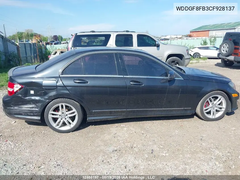2012 MERCEDES C-KLASSE VIN WDDGF8FB3CF928137 — фото 12