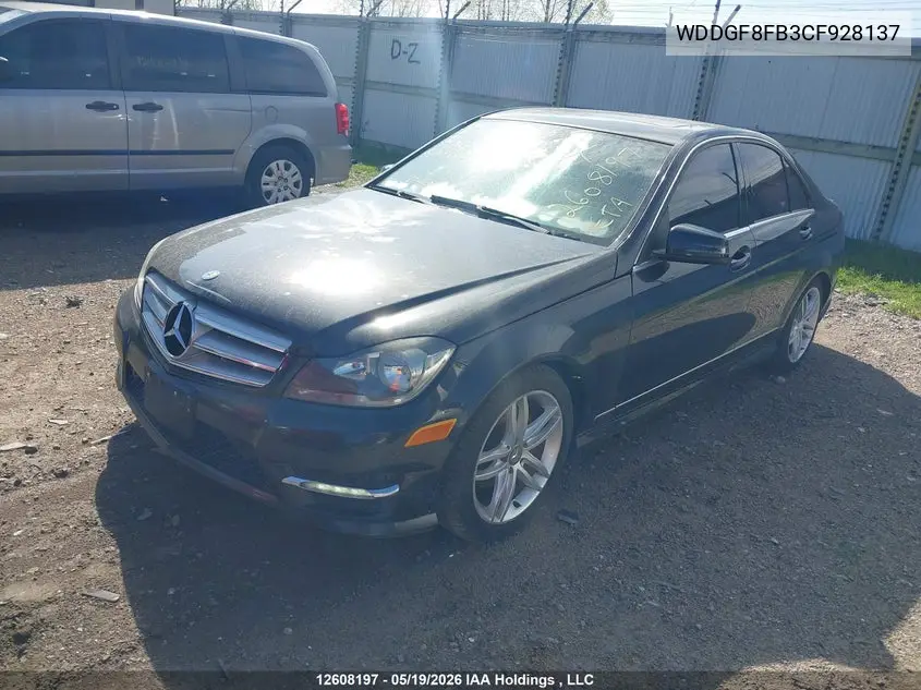 2012 MERCEDES C-KLASSE VIN WDDGF8FB3CF928137 — фото 2