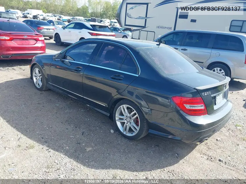 2012 MERCEDES C-KLASSE VIN WDDGF8FB3CF928137 — фото 3