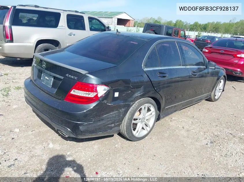 2012 MERCEDES C-KLASSE VIN WDDGF8FB3CF928137 — фото 4