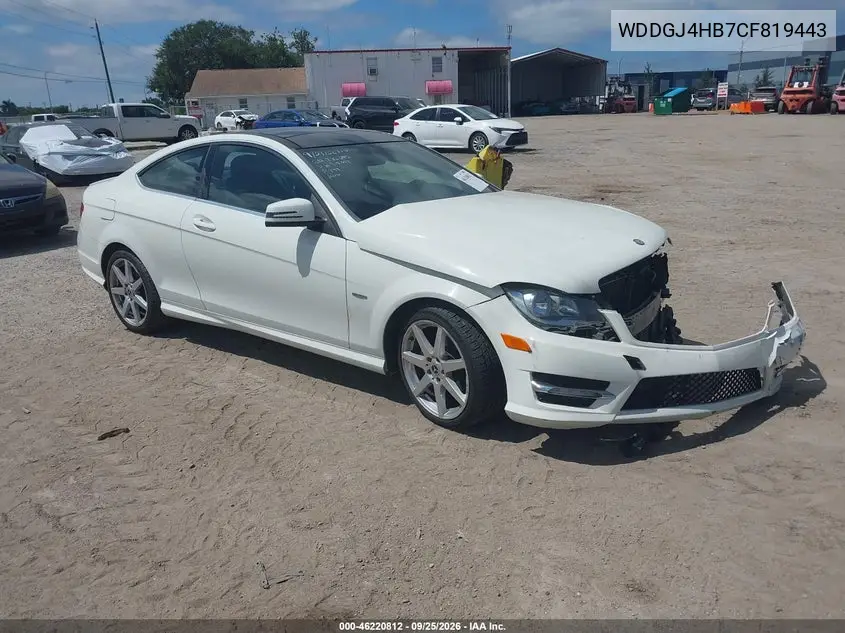 MERCEDES C-KLASSE 2012, VIN WDDGJ4HB7CF819443