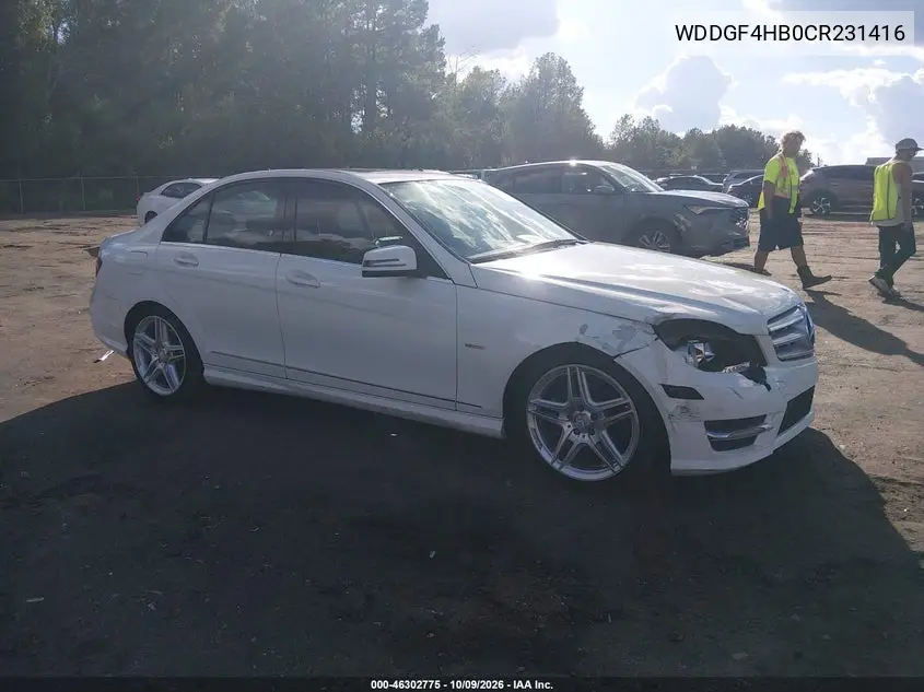 MERCEDES C-KLASSE 2012, VIN WDDGF4HB0CR231416