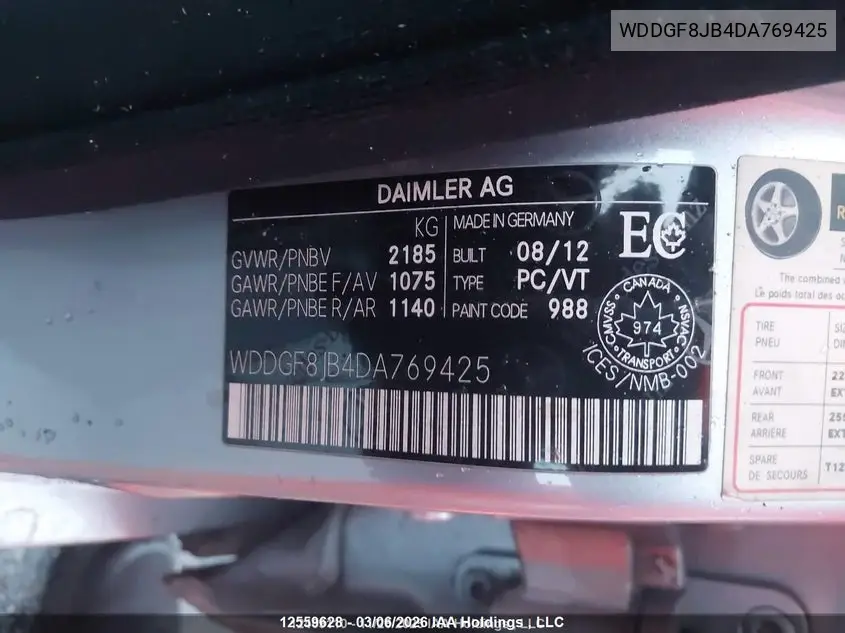 2013 MERCEDES C-KLASSE VIN WDDGF8JB4DA769425 — фото 9
