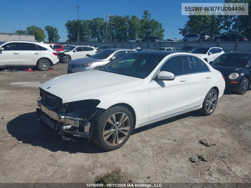 2015 MERCEDES C-KLASSE VIN 55SWF4KB7FU094496 — фото 2