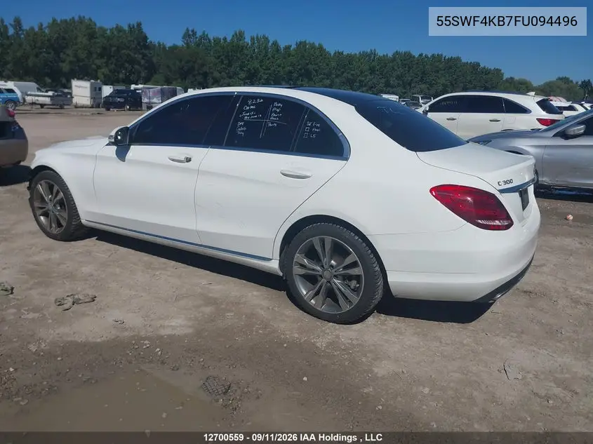 2015 MERCEDES C-KLASSE VIN 55SWF4KB7FU094496 — фото 3