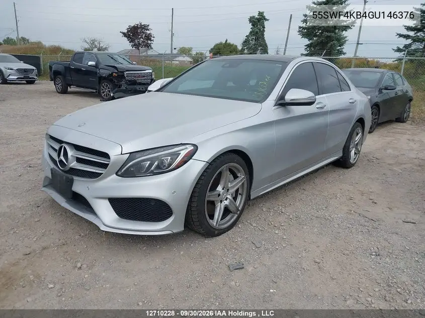 2016 MERCEDES C-KLASSE VIN 55SWF4KB4GU146376 — фото 2