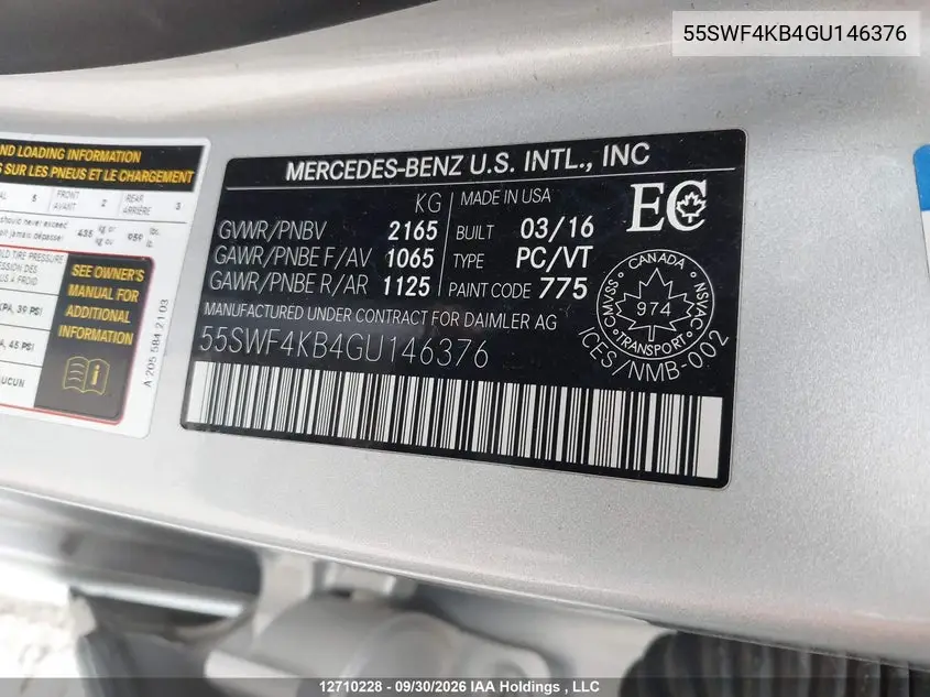 2016 MERCEDES C-KLASSE VIN 55SWF4KB4GU146376 — фото 9