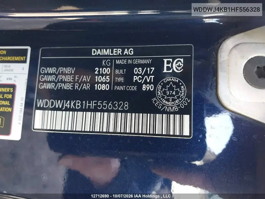 2017 MERCEDES C-KLASSE VIN WDDWJ4KB1HF556328 — фото 9