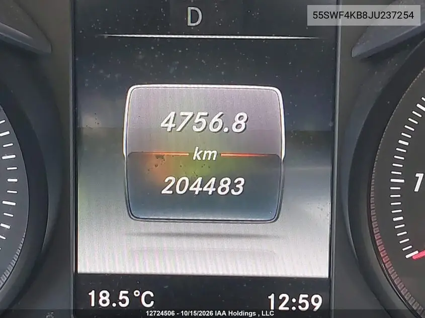 2018 MERCEDES C-KLASSE VIN 55SWF4KB8JU237254 — фото 16