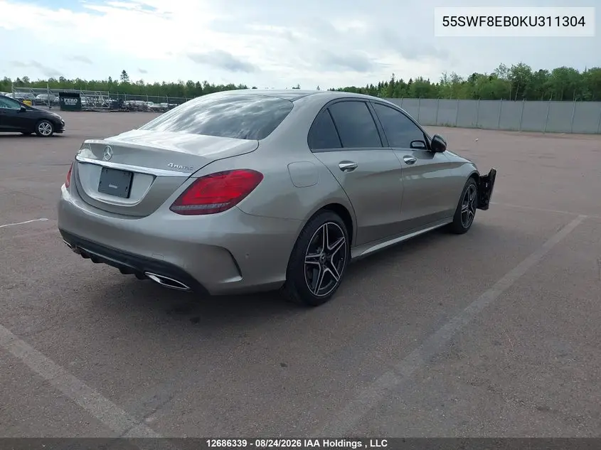 2019 MERCEDES C-KLASSE VIN 55SWF8EB0KU311304 — фото 4