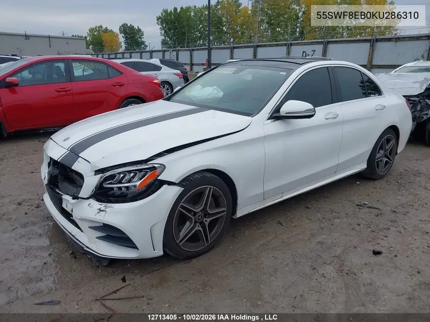 2019 MERCEDES C-KLASSE VIN 55SWF8EB0KU286310 — фото 2