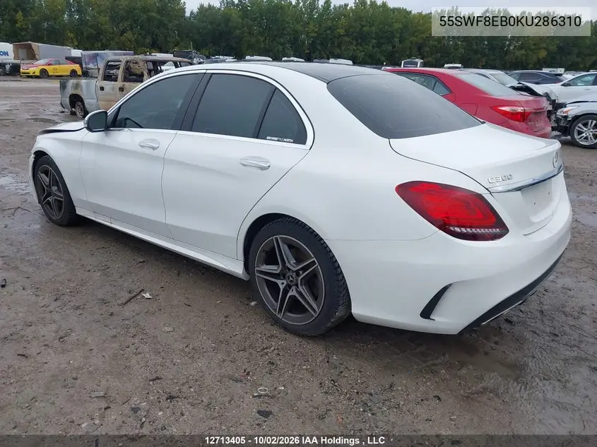 2019 MERCEDES C-KLASSE VIN 55SWF8EB0KU286310 — фото 3