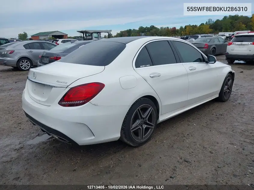 2019 MERCEDES C-KLASSE VIN 55SWF8EB0KU286310 — фото 4