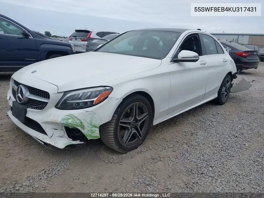 2019 MERCEDES C-KLASSE VIN 55SWF8EB4KU317431 — фото 2