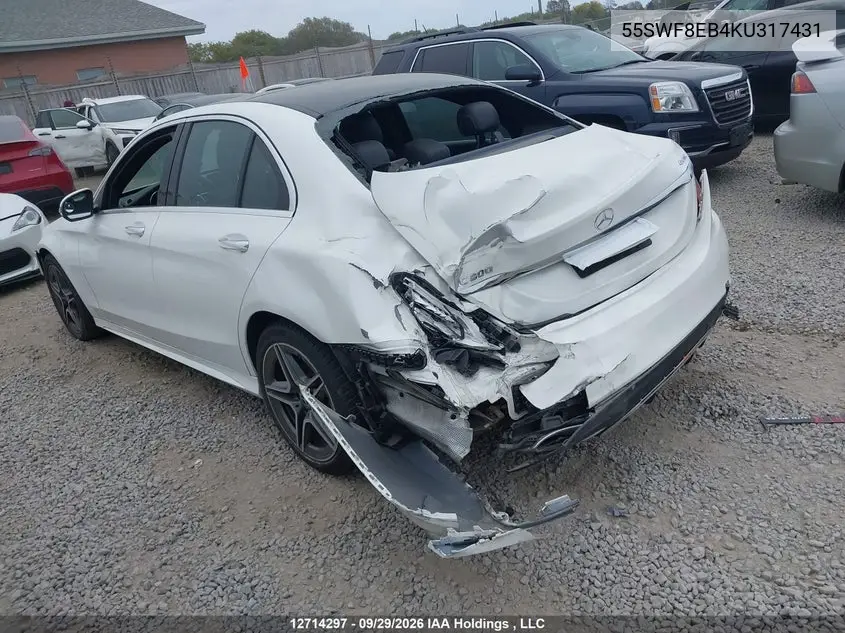 2019 MERCEDES C-KLASSE VIN 55SWF8EB4KU317431 — фото 3