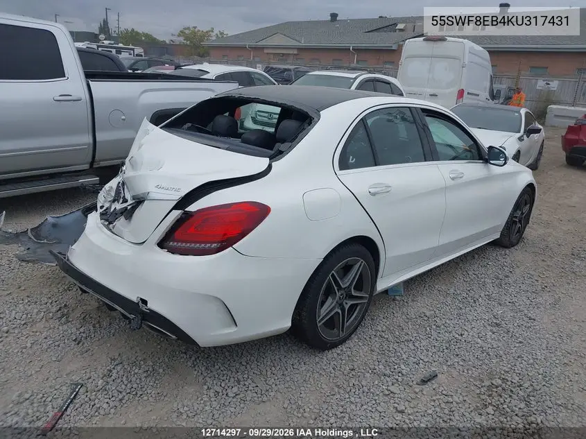 2019 MERCEDES C-KLASSE VIN 55SWF8EB4KU317431 — фото 4