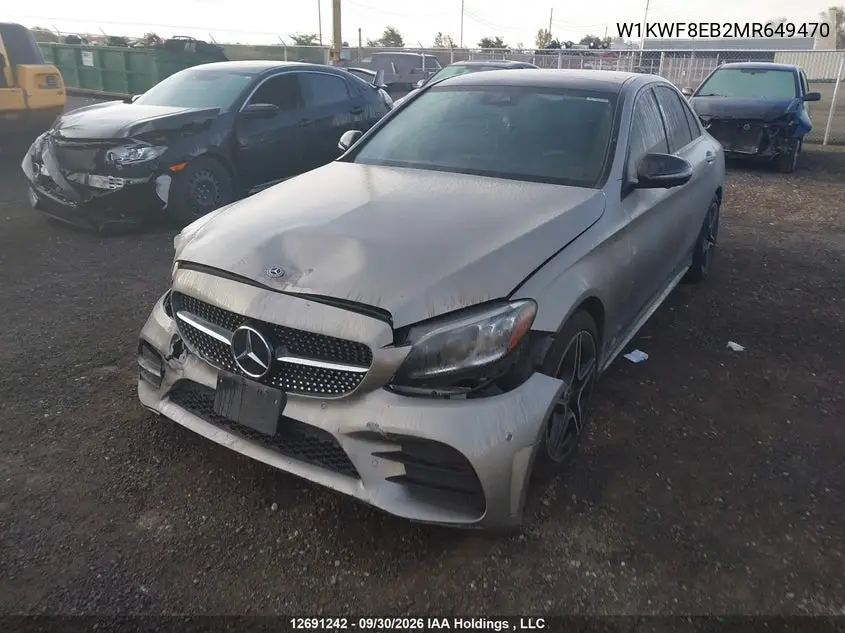 2021 MERCEDES C-KLASSE VIN W1KWF8EB2MR649470 — фото 2