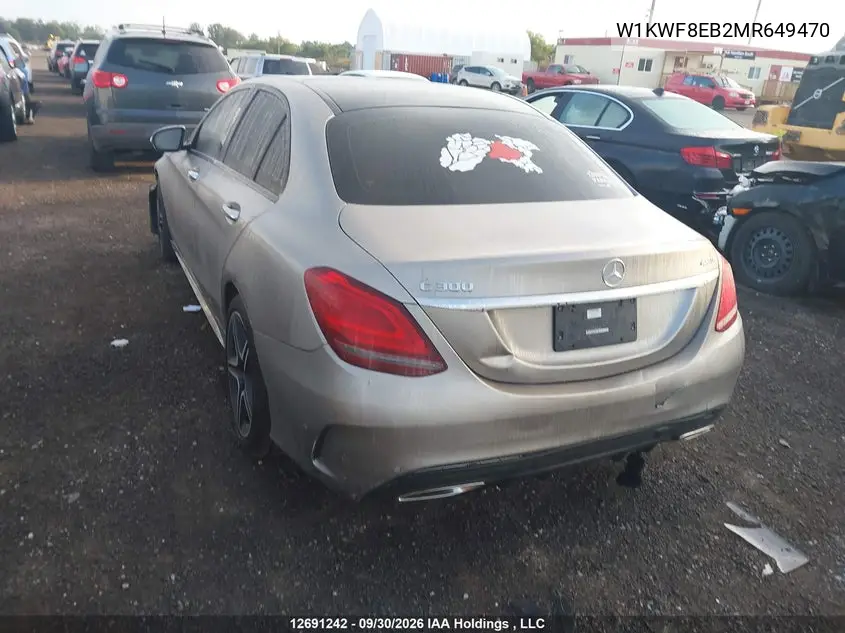 2021 MERCEDES C-KLASSE VIN W1KWF8EB2MR649470 — фото 3