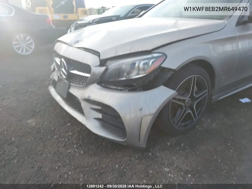 2021 MERCEDES C-KLASSE VIN W1KWF8EB2MR649470 — фото 6