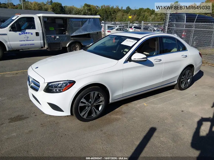 2021 MERCEDES C-KLASSE VIN W1KWF8EB7MR649030 — фото 2