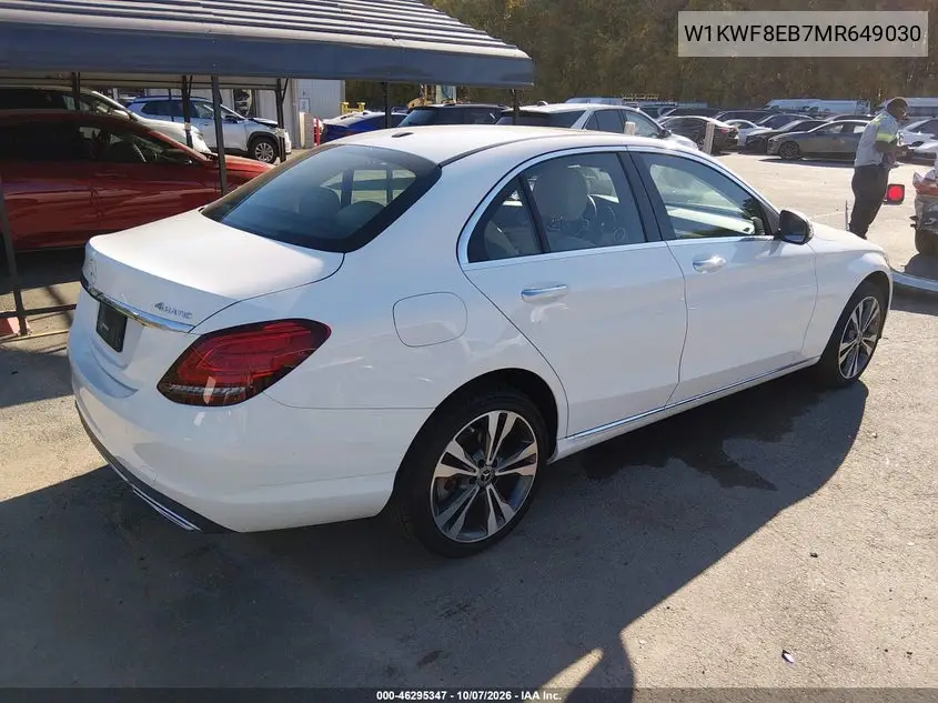 2021 MERCEDES C-KLASSE VIN W1KWF8EB7MR649030 — фото 4