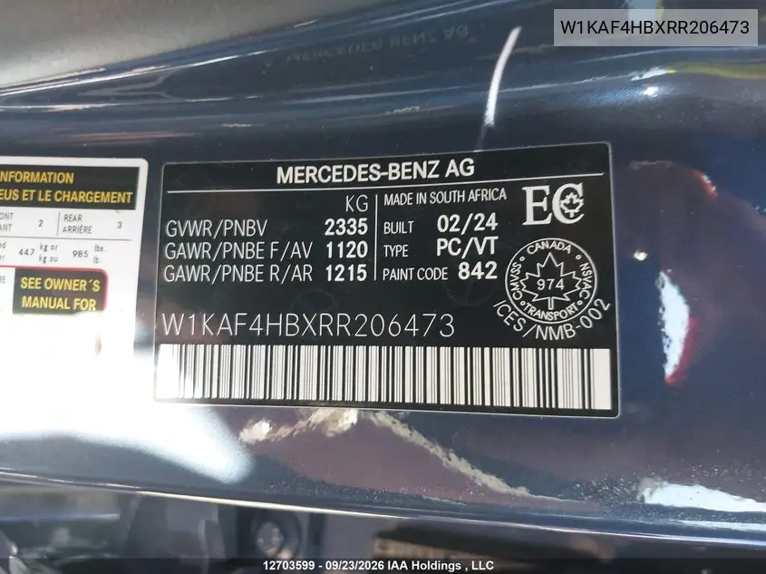 2024 MERCEDES C-KLASSE VIN W1KAF4HBXRR206473 — фото 18