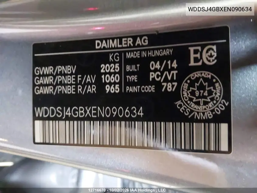 2014 MERCEDES CLA-KLASSE VIN WDDSJ4GBXEN090634 — фото 9