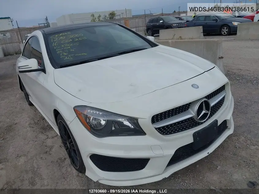 MERCEDES CLA-KLASSE 2016, VIN WDDSJ4GB3GN386615