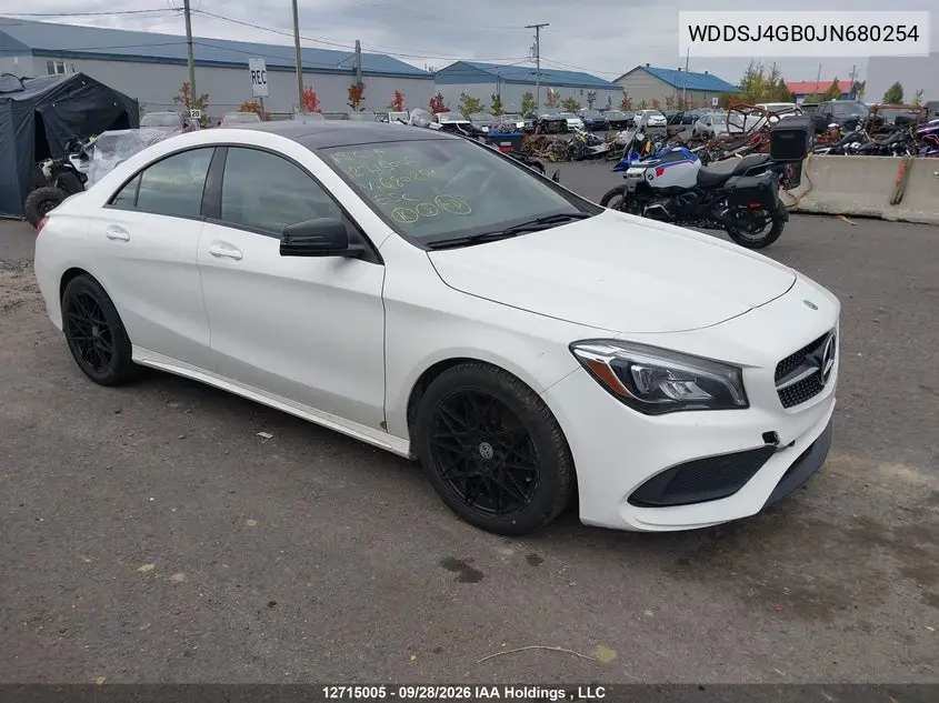 MERCEDES CLA-KLASSE 2018, VIN WDDSJ4GB0JN680254